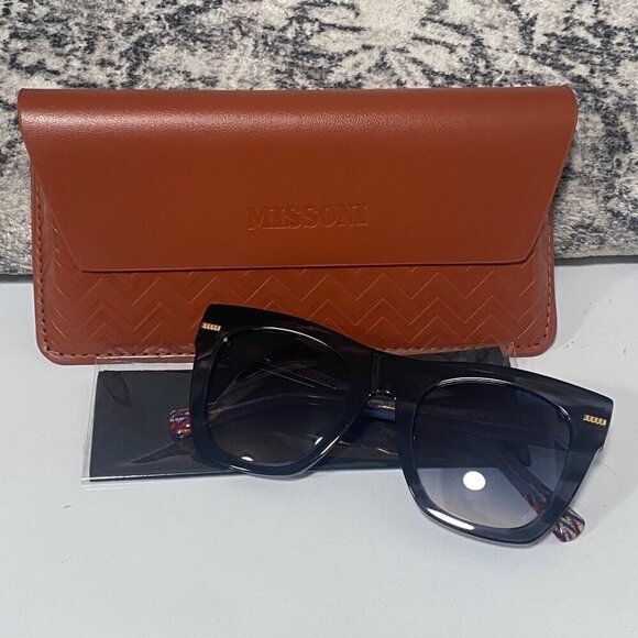 NEW Missoni Ombre Striped Sunglasses in Gray Horn